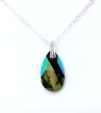 Scarabaeus Green Austrian Crystal Pendant | Sterling Silver | Multi Colour Pendant