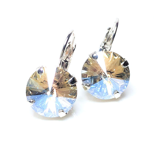 Crystal Moonlight Crystal Earrings | Silver Plated Lever Back Earrings