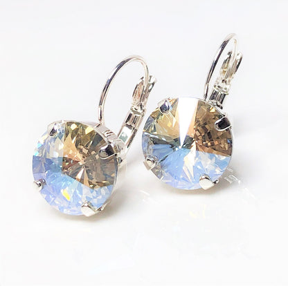 Crystal Moonlight Crystal Earrings | Silver Plated Lever Back Earrings