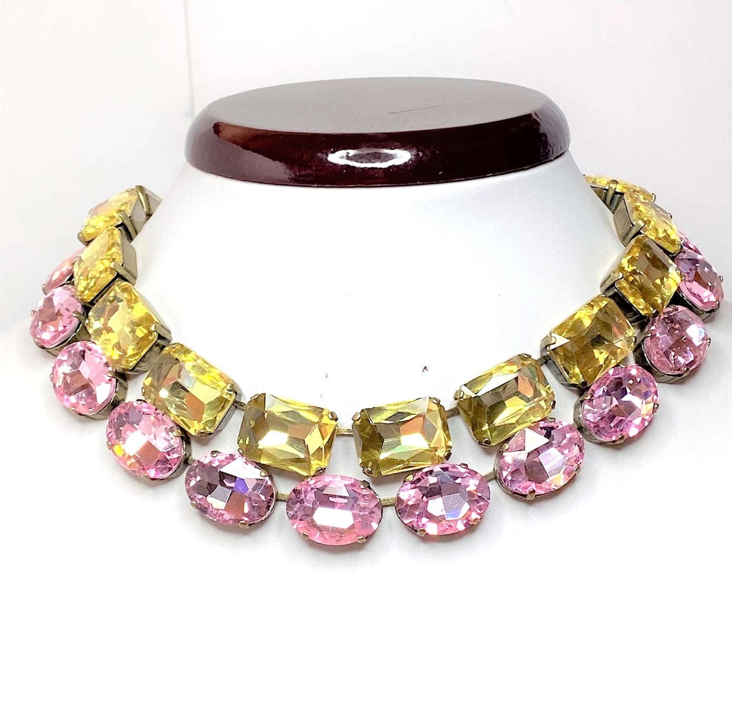 Light Rose Yellow Georgion Collet Necklaces | Statement Crystal Chokers | Anna Wintour Style