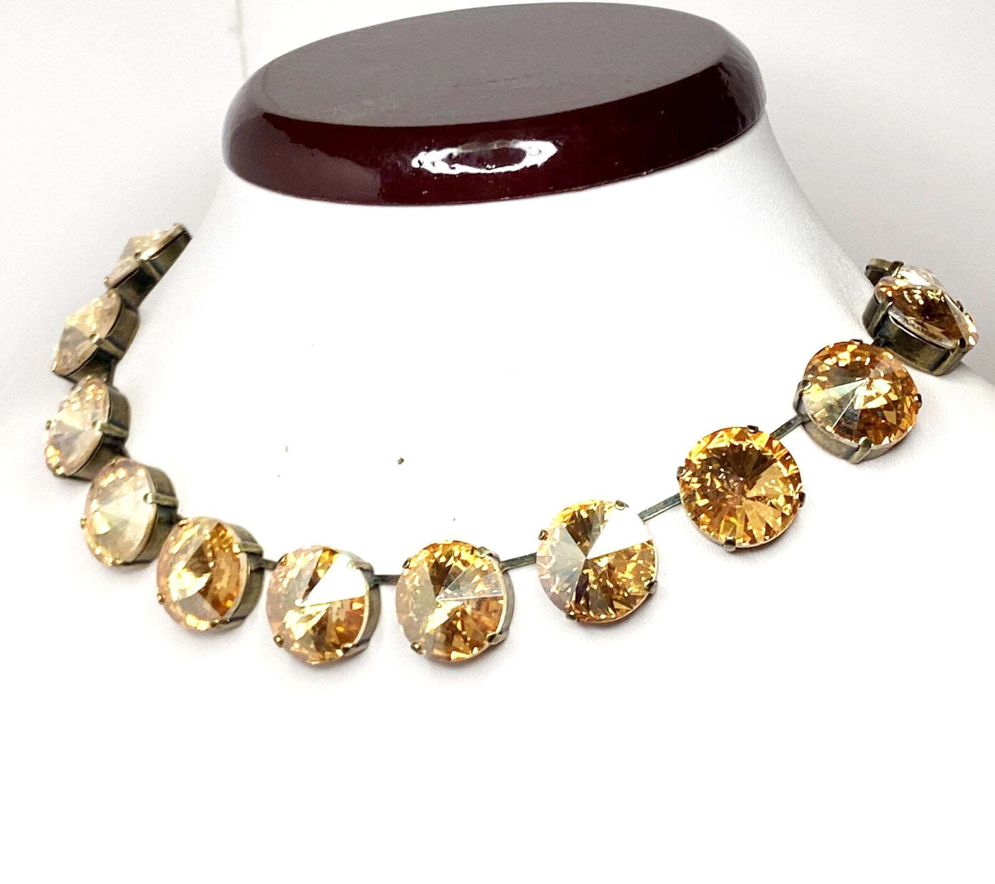 Champagne Peridot Crystal Collet Necklace | Georgian Statement Choker | Anna Wintour Style