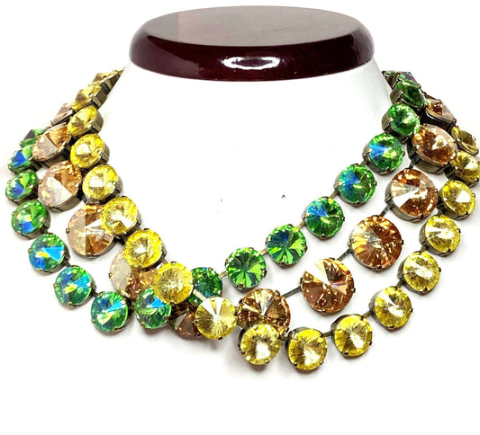 Champagne Peridot Crystal Collet Necklace | Georgian Statement ChokerChampagne Peridot Crystal Collet Necklace | Georgian Statement Choker | Anna Wintour Style