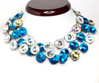 Aquamarine Clear Rhinestone Choker | Georgian Collet | Blue Riviere Necklace