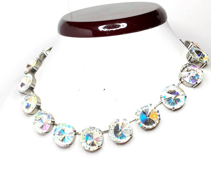 Champagne Crystal Georgian Collet Necklaces| Clear AB Rhinestone Statement Choker