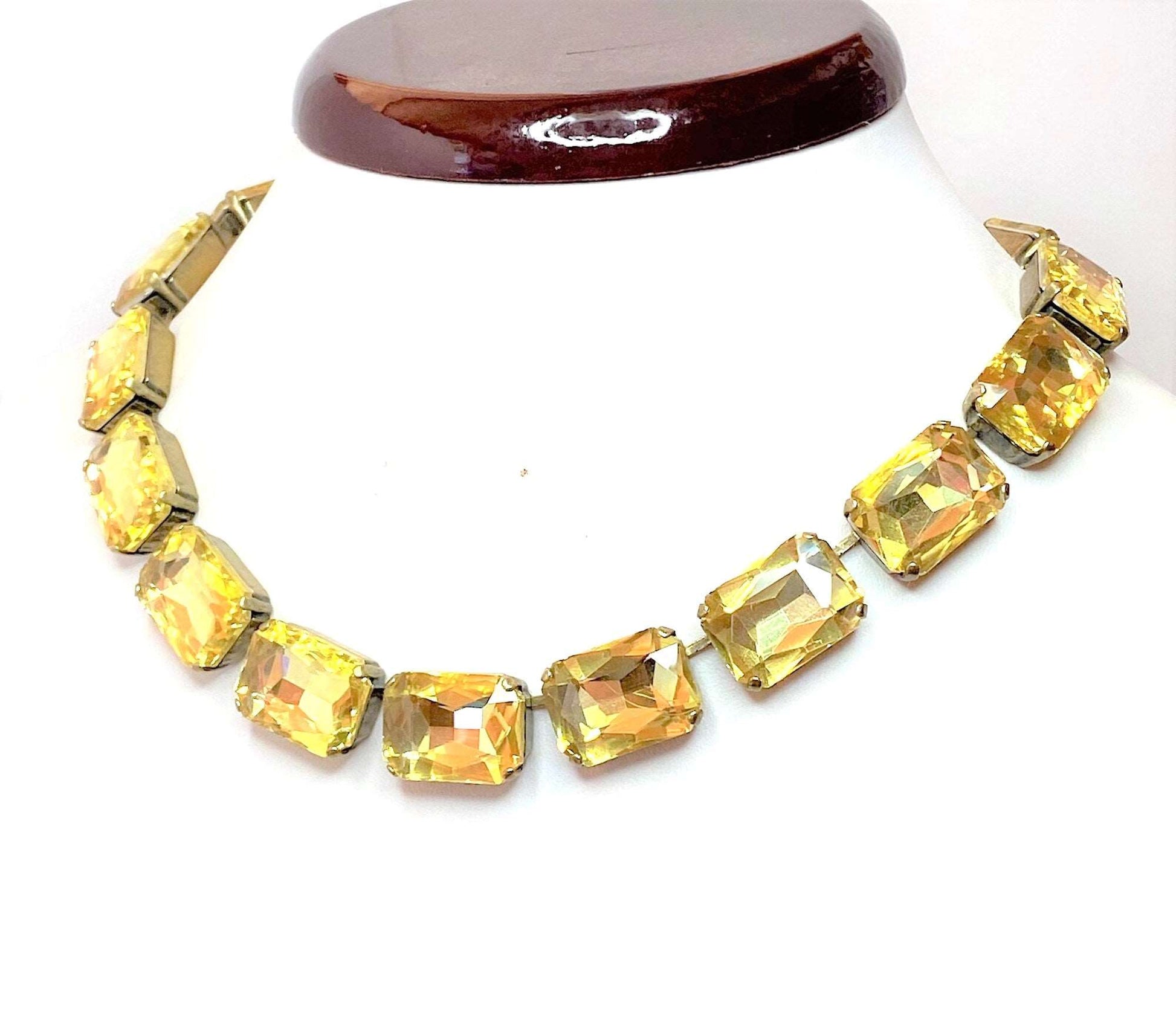 Gold Georgian Collet Necklace | Yellow Statement Crystal Choker | Anna Wintour Style