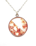 Orange Beige Gold Acrylic Pendant | Gold Filled | Tortoise Shell Round Pendant