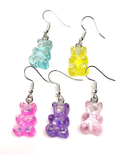 Mini Fun Gummy Bear Earrings | Silver Plated | Sterling Silver | Funky Sweet Drops