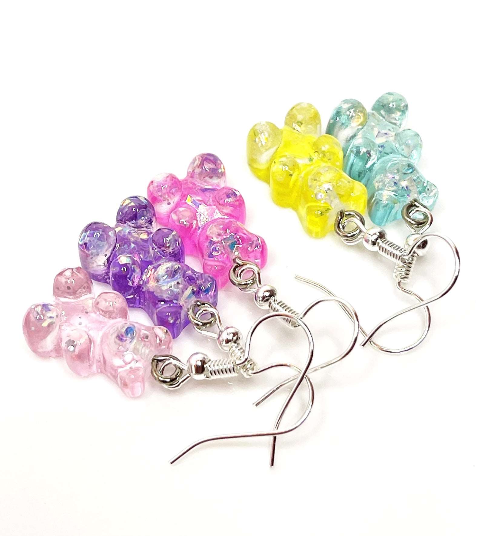 Mini Fun Gummy Bear Earrings | Silver Plated | Sterling Silver | Funky Sweet Drops