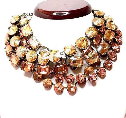 Rose Peach Georgian Collet Choker | Anna Wintour Style | Chamagne Riviere Necklace
