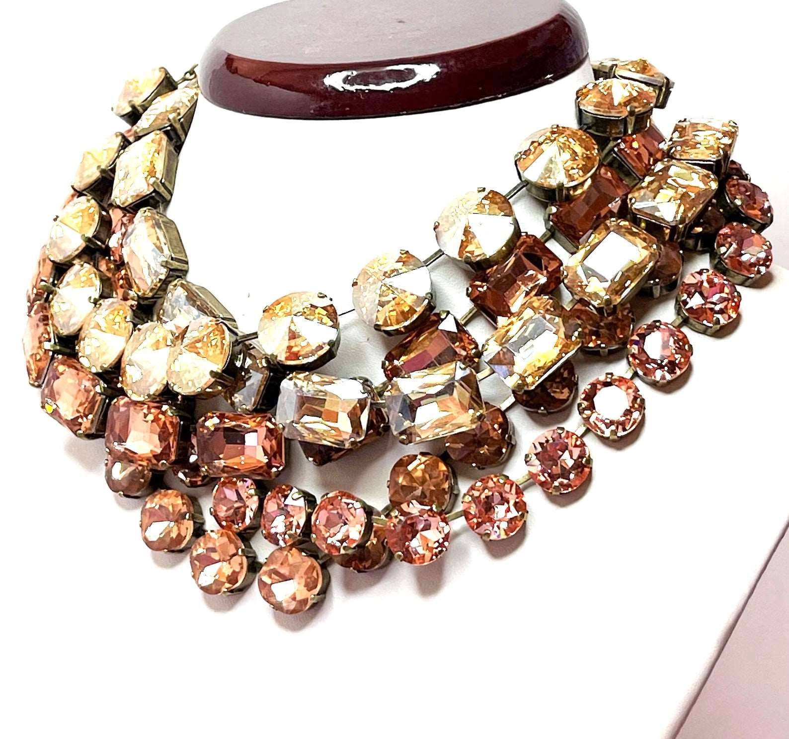 Rose Peach Georgian Collet Choker | Anna Wintour Style | Chamagne Riviere Necklace