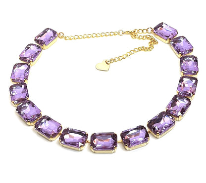 Violet Georgian Collet Crystal Chokers, Anna Wintour Style, Statement Necklace