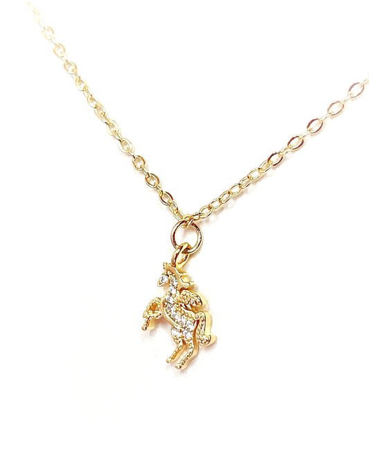 Gold Unicorn Crystal Necklace | Dainty Jewellery | 4kt Gold Filled | Fantasy Lovers Jewelry