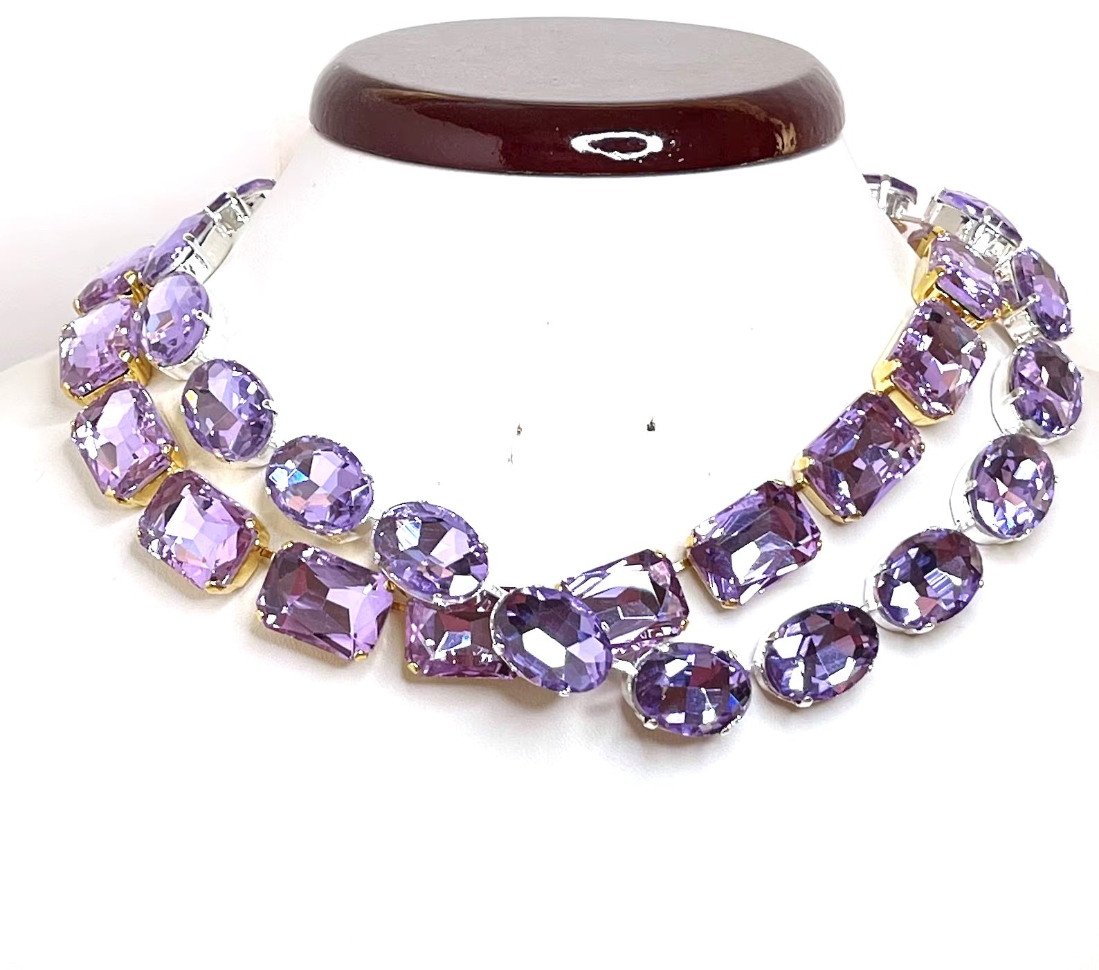 Violet Georgian Collet Crystal Chokers, Anna Wintour Style, Statement Necklace