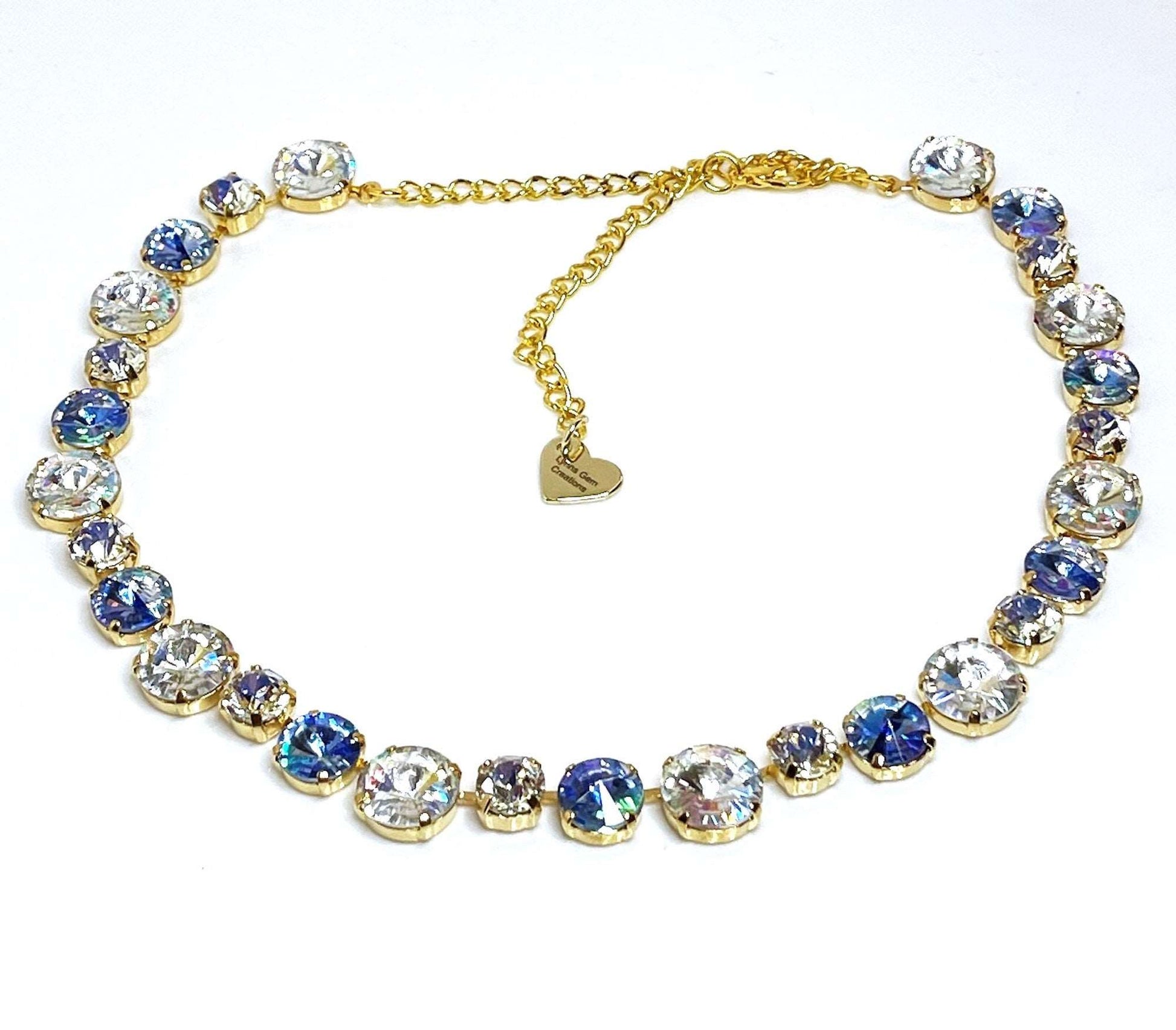 Blue Clear Crystal Necklace | Georgian Collet | Riviere Necklace | Dainty Stone Bridal Choker