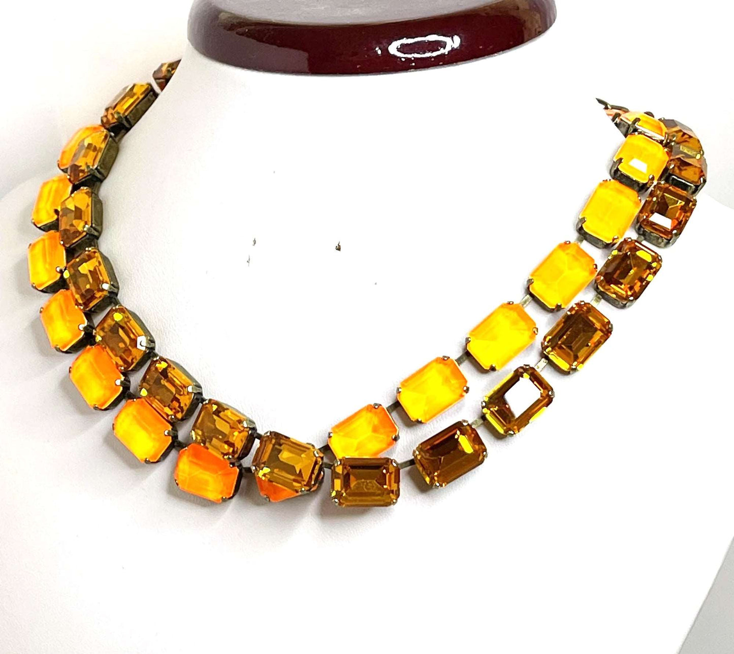 Electric Orange Georgian Collet Necklace | Anna Wintour Style | Crystal Topaz Riviere