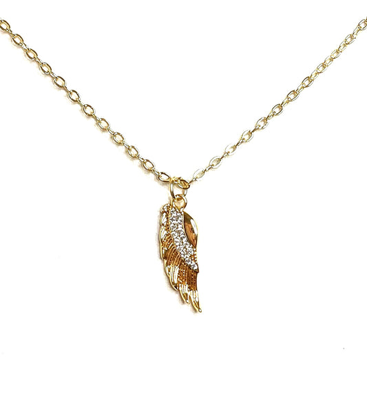 Gold Leaf Crystal Necklace | Dainty Leaf Charm Jewelry | Gold Filled | Minimalist Pendant