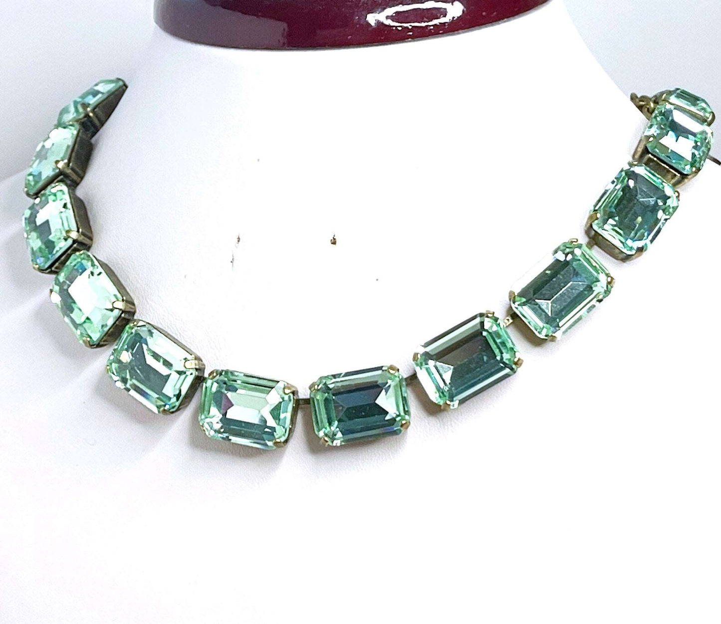 Mint Topaz Georgian Collet Necklaces | Anna Wintour Style Crystal Chokers