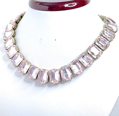 Violet Pink Georgian Collet Necklaces, Crystal Choker, Anna Wintour Style, Purple Riviere Necklace