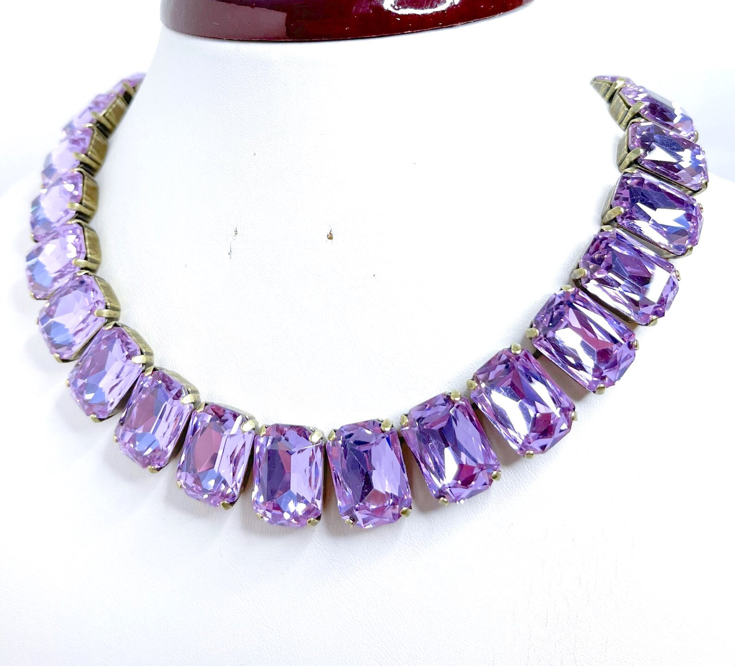 Violet Pink Georgian Collet Necklaces, Crystal Choker, Anna Wintour Style, Purple Riviere Necklace