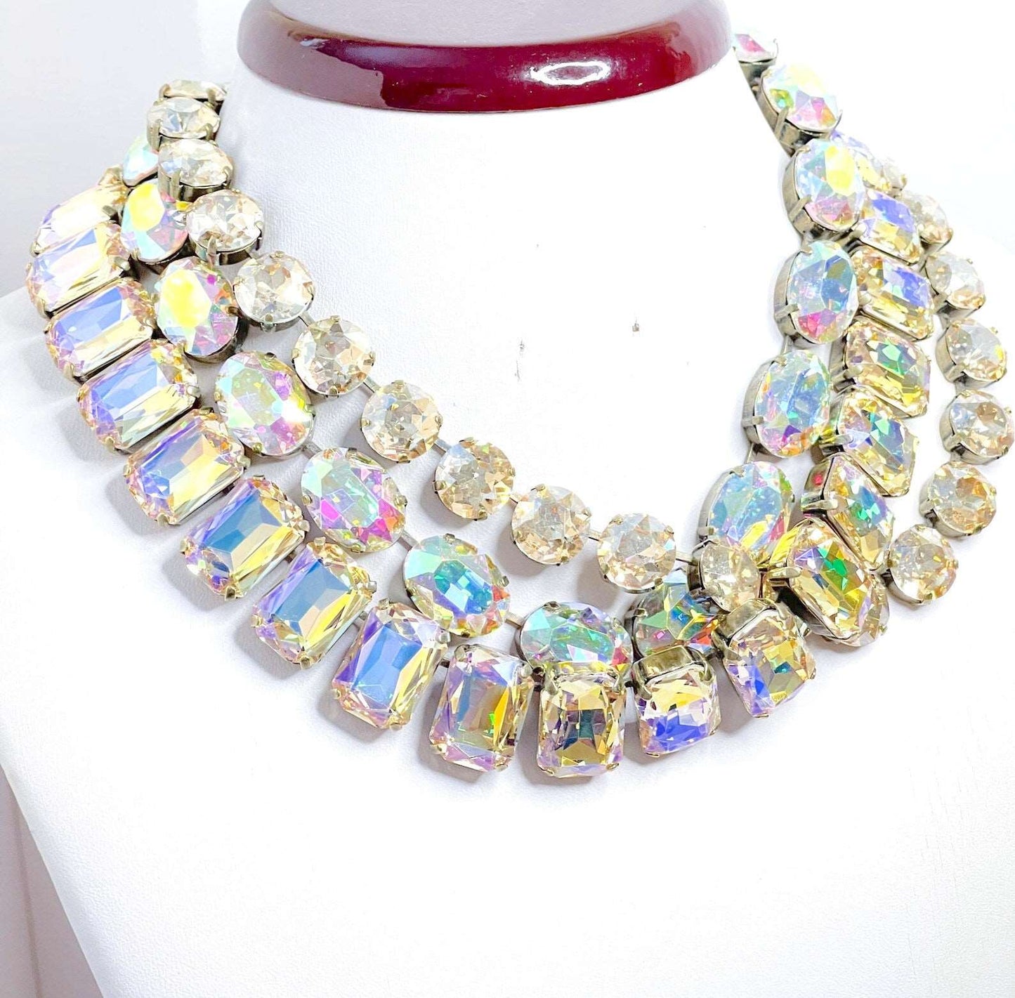 Clear Georgian Collet Necklaces, Crystal Choker, Anna Wintour Style, Clear AB Riviere Necklace, Statement Necklaces for Women