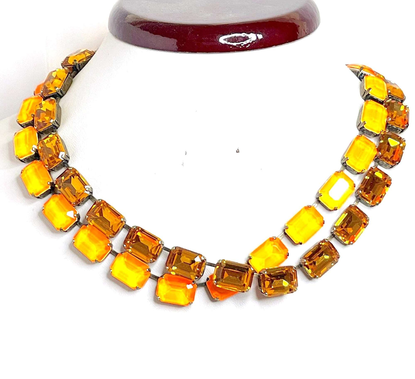 Electric Orange Georgian Collet Necklace | Anna Wintour Style | Crystal Topaz Riviere