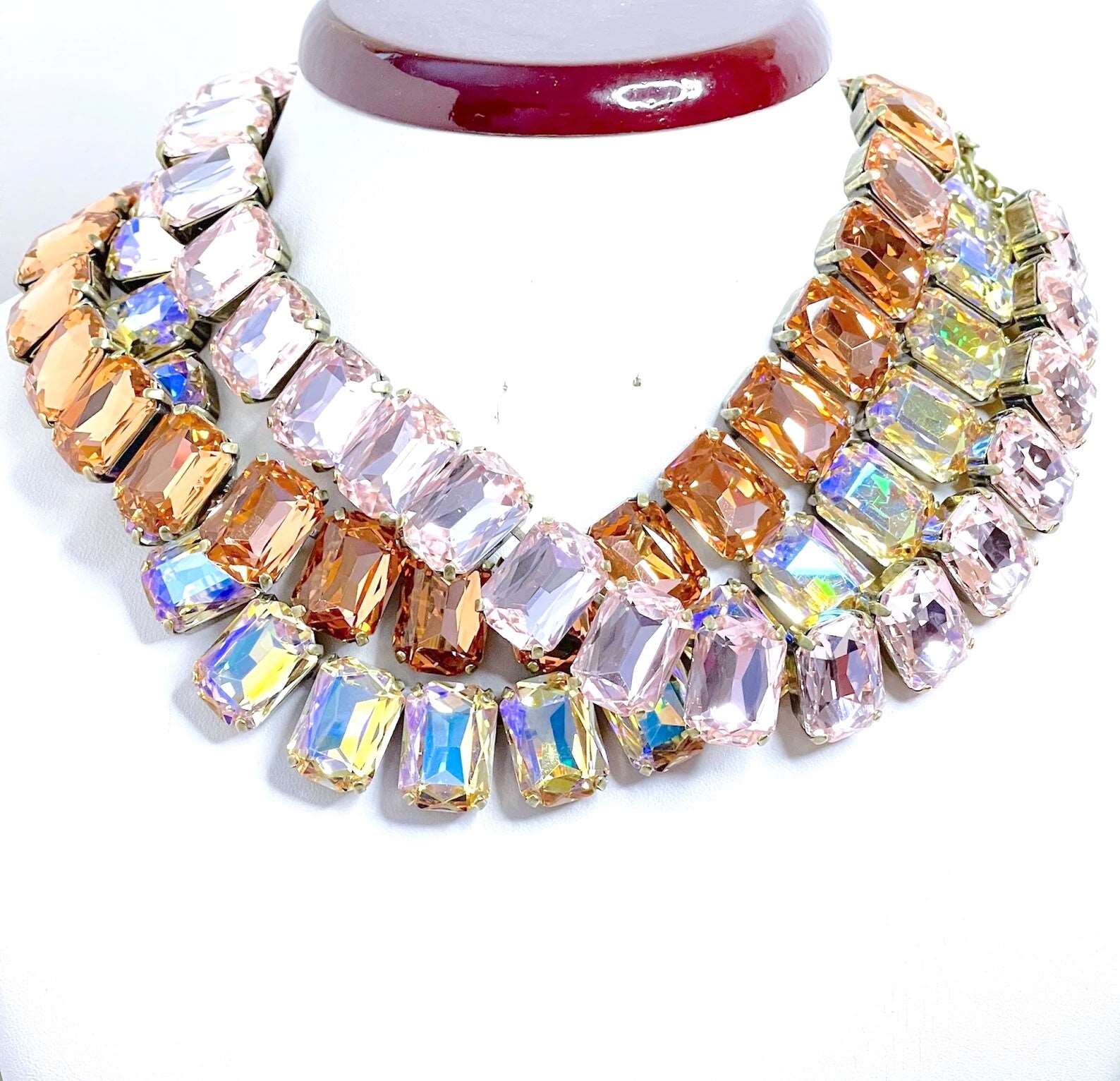 Pink Peach Georgian Collet Necklaces | Anna Wintour Style | Paradishe Shine Riviere Necklace