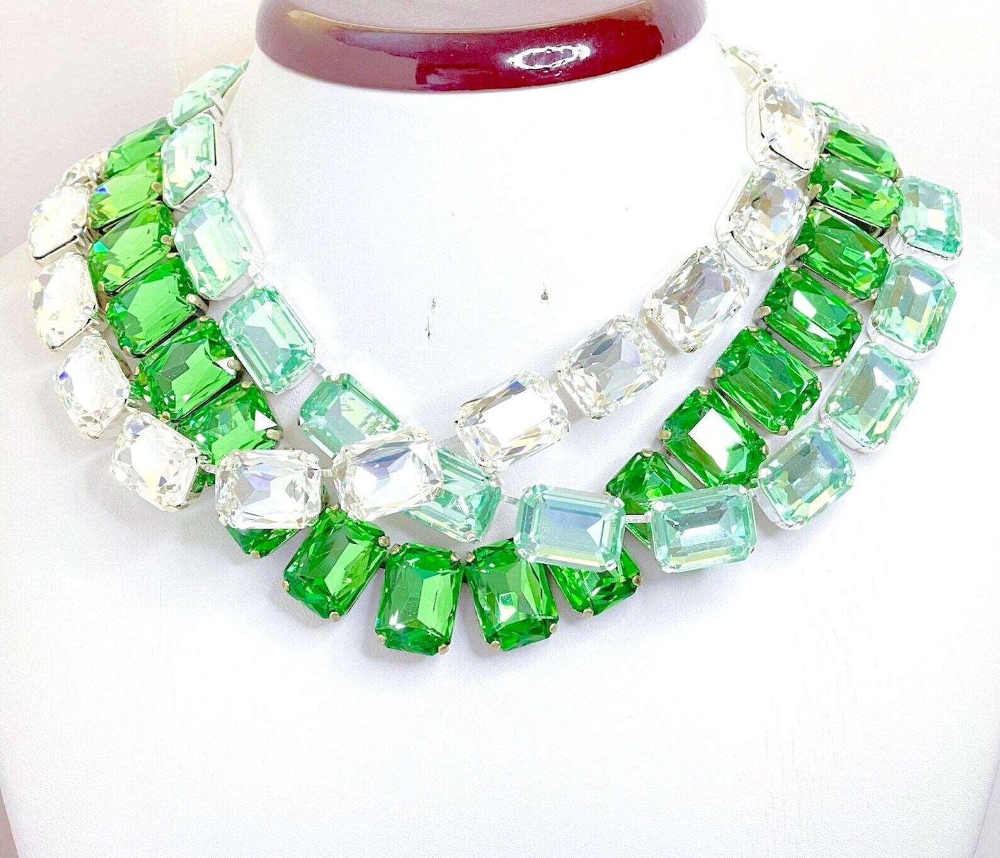 Peridot Green Georgian Collet Necklaces | Anna Wintour Style | Mint Riviere Necklace