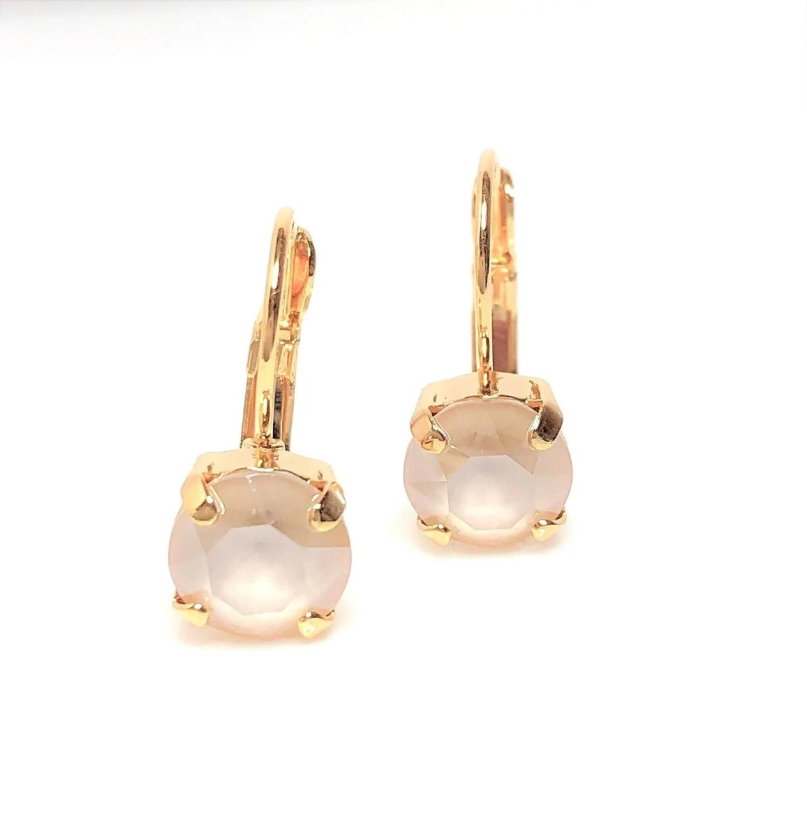 Ivory Cream Austrian Crystal Earrings | 8mm Crystal Drops | Gold Plated