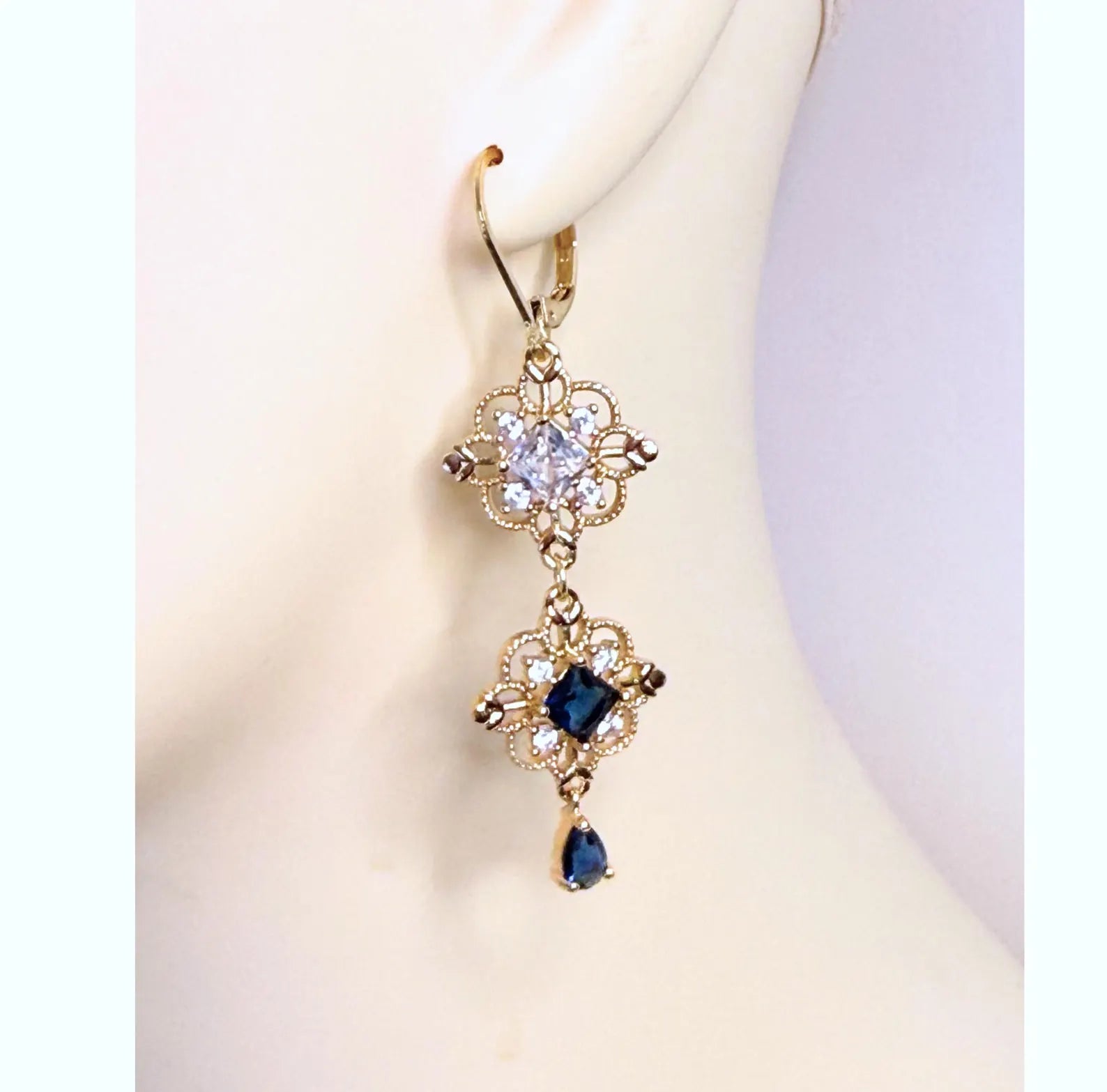 Beautiful Bridgerton Style Sapphire Crystal Jewellery Set | Fairycore Coquette Elegance