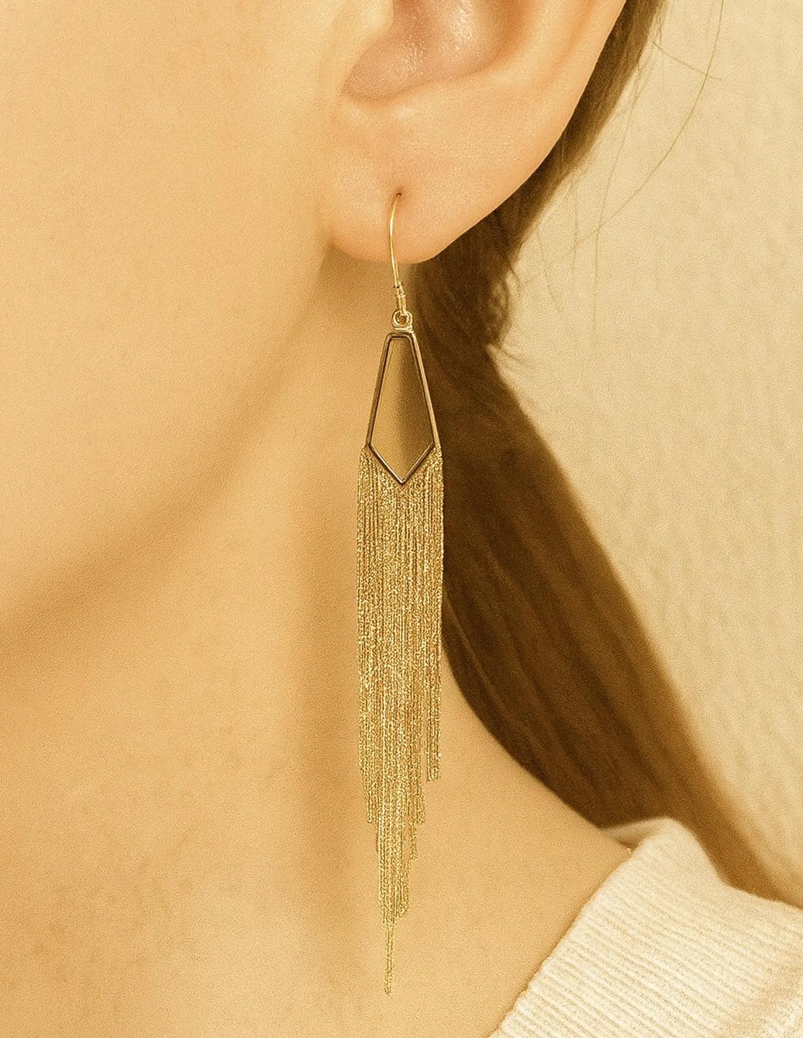Extra Long Gold Tassel Earrings 125mm | 14kt Gold Filled Chain Drops