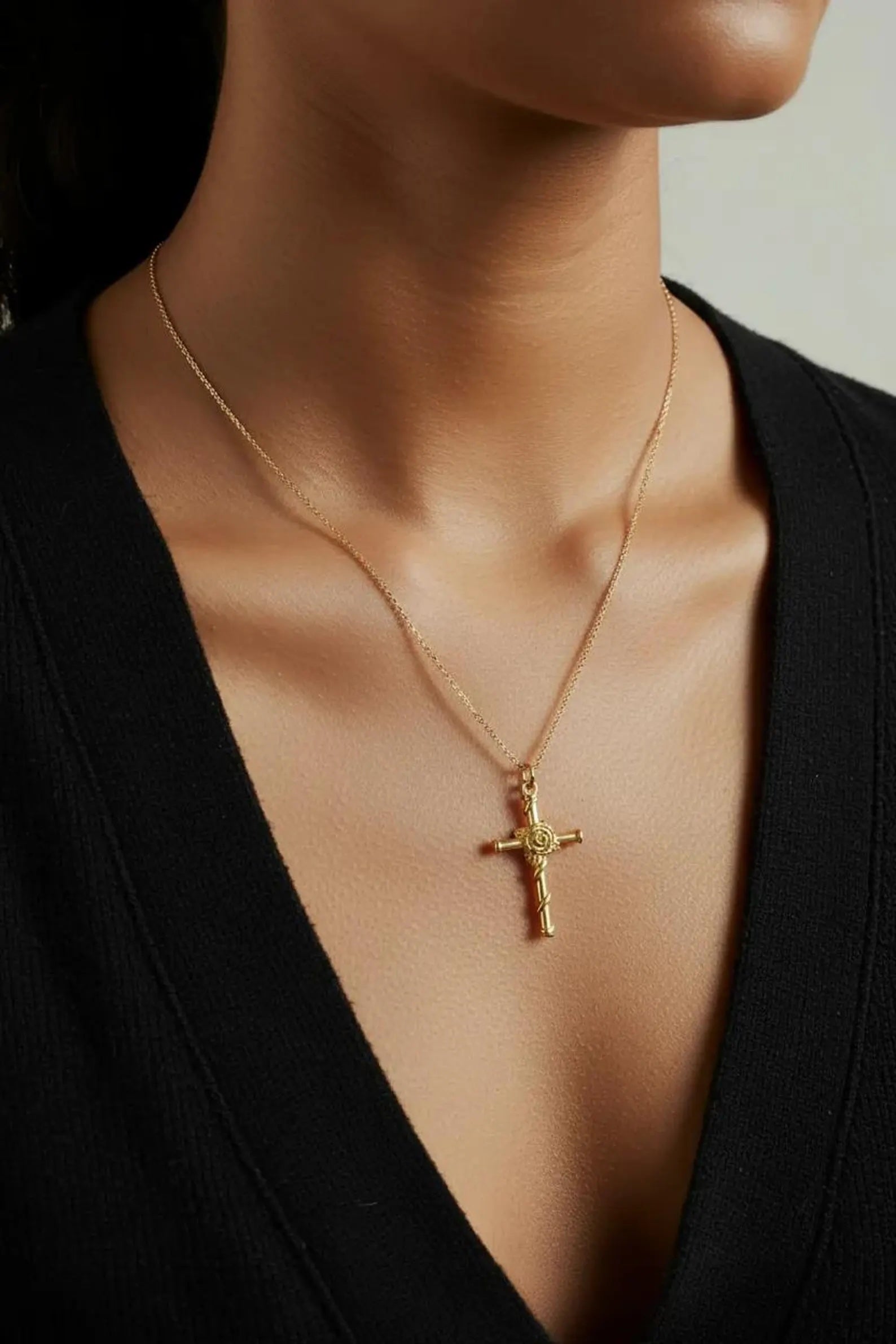Gold Cross Necklace | Rose Cross Jewellery | 14kt Gold Filled
