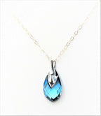 Aquamarine Crystal Pendant | Blue Sparkly Necklace | Blue Crystal Teardrop | Necklaces for Women