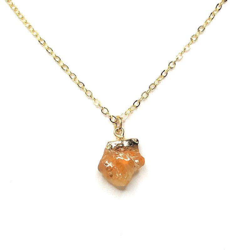 Raw Citrine Gold Filled Necklace | Dainty Natural Stone Nugget