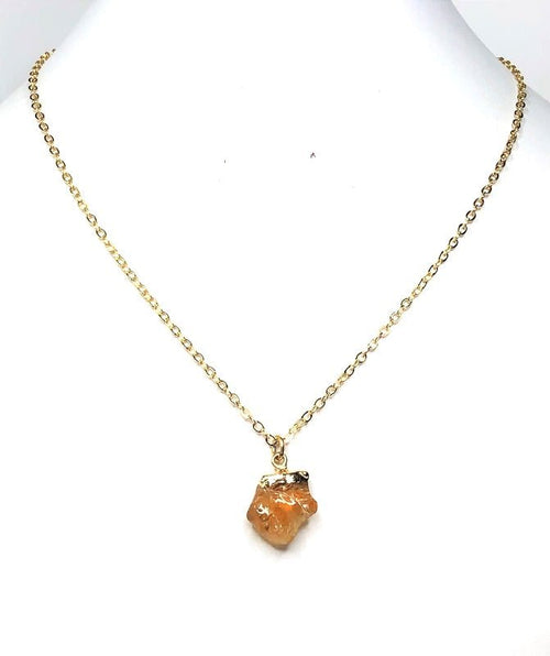 Citrine Raw Stone Sterling Silver Pendant | Natural Stone Gift