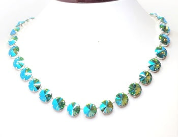 Turquoise Blue Crystal Choker | Anna Wintour Style | Georgian Collet | Austrian Crystal