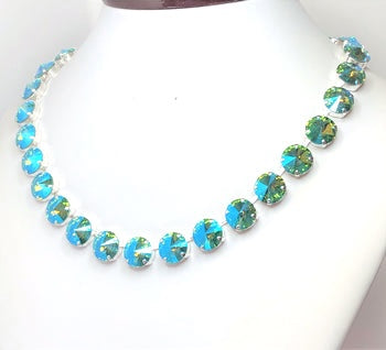 Turquoise Blue Crystal Choker | Anna Wintour Style | Georgian Collet | Austrian Crystal