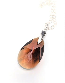 Topaz Austrian Crystal Teardrop Pendant | 925 Sterling Silver