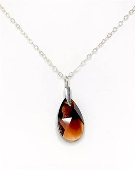 Topaz Austrian Crystal Teardrop Pendant | 925 Sterling Silver