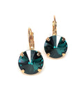 Emerald Crystal Gold Plated Earrings | 12mm Crystal Drops 