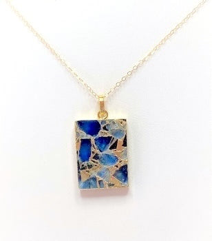 Sapphire Blue Stone Necklace | Gold Filled Chain | Natural Stone Gemstone Pendant