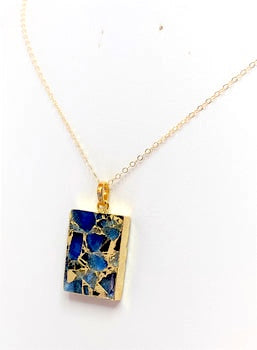 Sapphire Blue Stone Necklace | Gold Filled Chain | Natural Stone Gemstone Pendant