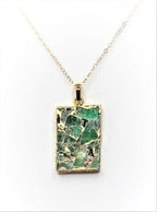 Emerald Green Necklace | Gold Filled | Green Raw Stone Pendant | Natural Stone Gemstone Pendant