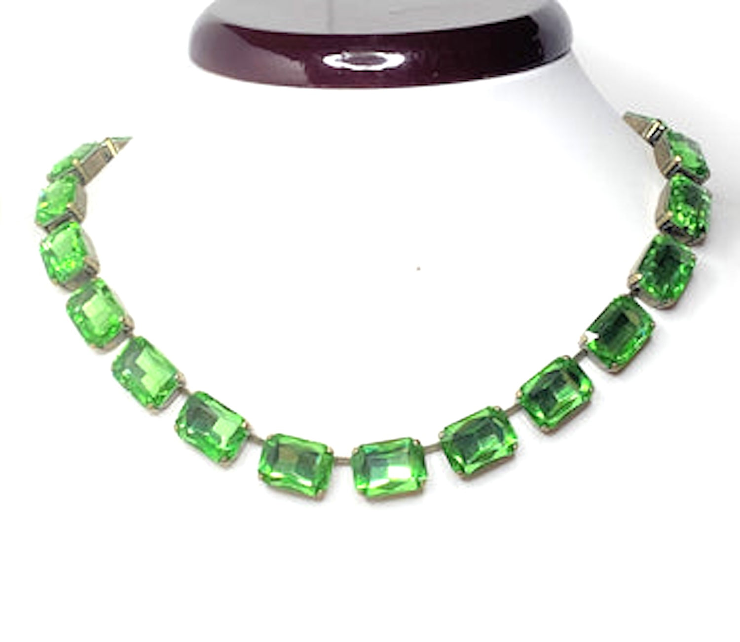 Peridot Crystal Necklace | Anna Wintour Style | Green Georgian Collet Choker 