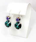 Emerald Crystal Silver Plated Earrings | 12mm Crystal Drops