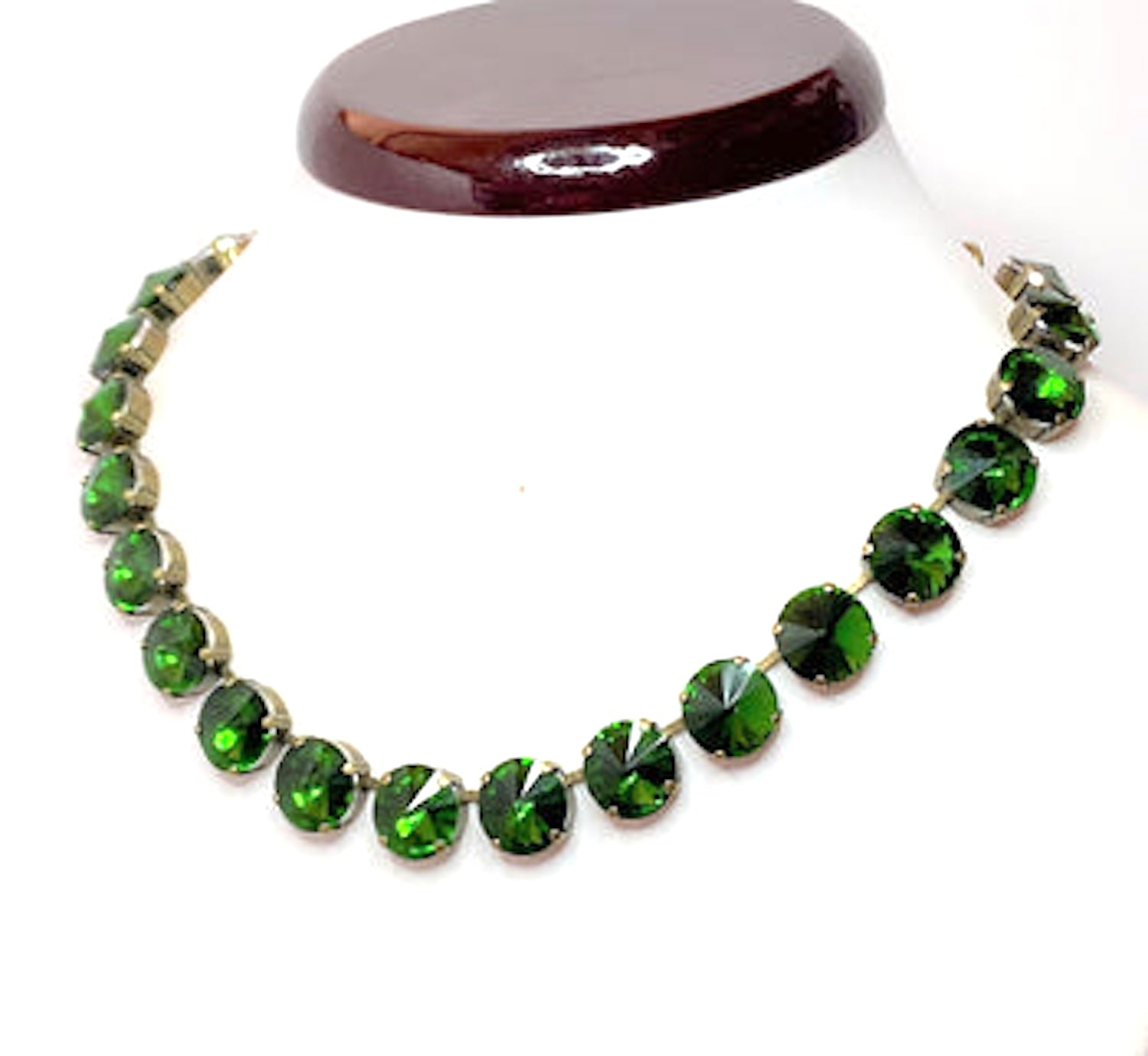 Emerald Peridot Crystal Georgian Collet Necklace | Anna Wintour Style | Green Statement  Choker | Green Riviere Necklace