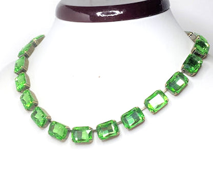 Peridot Crystal Necklace | Anna Wintour Style | Green Georgian Collet Choker 