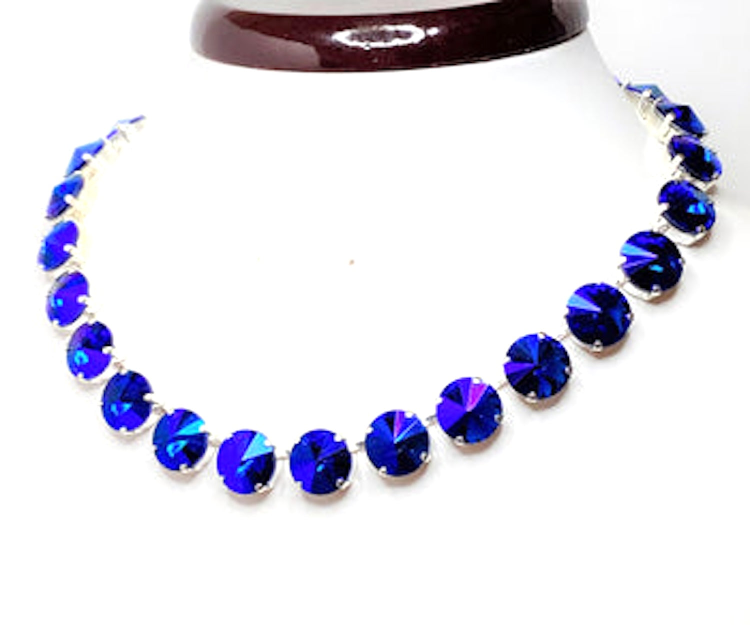 Sapphire AB Aquamarine Crystal Georgian Collet Necklaces | Blue Statement Chokers | Riviere Necklace