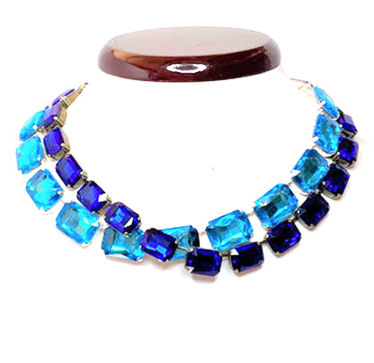 Aquamarine Crystal Necklace | Anna Wintour Style | Sky Blue Georgian Collet | Statement Choker