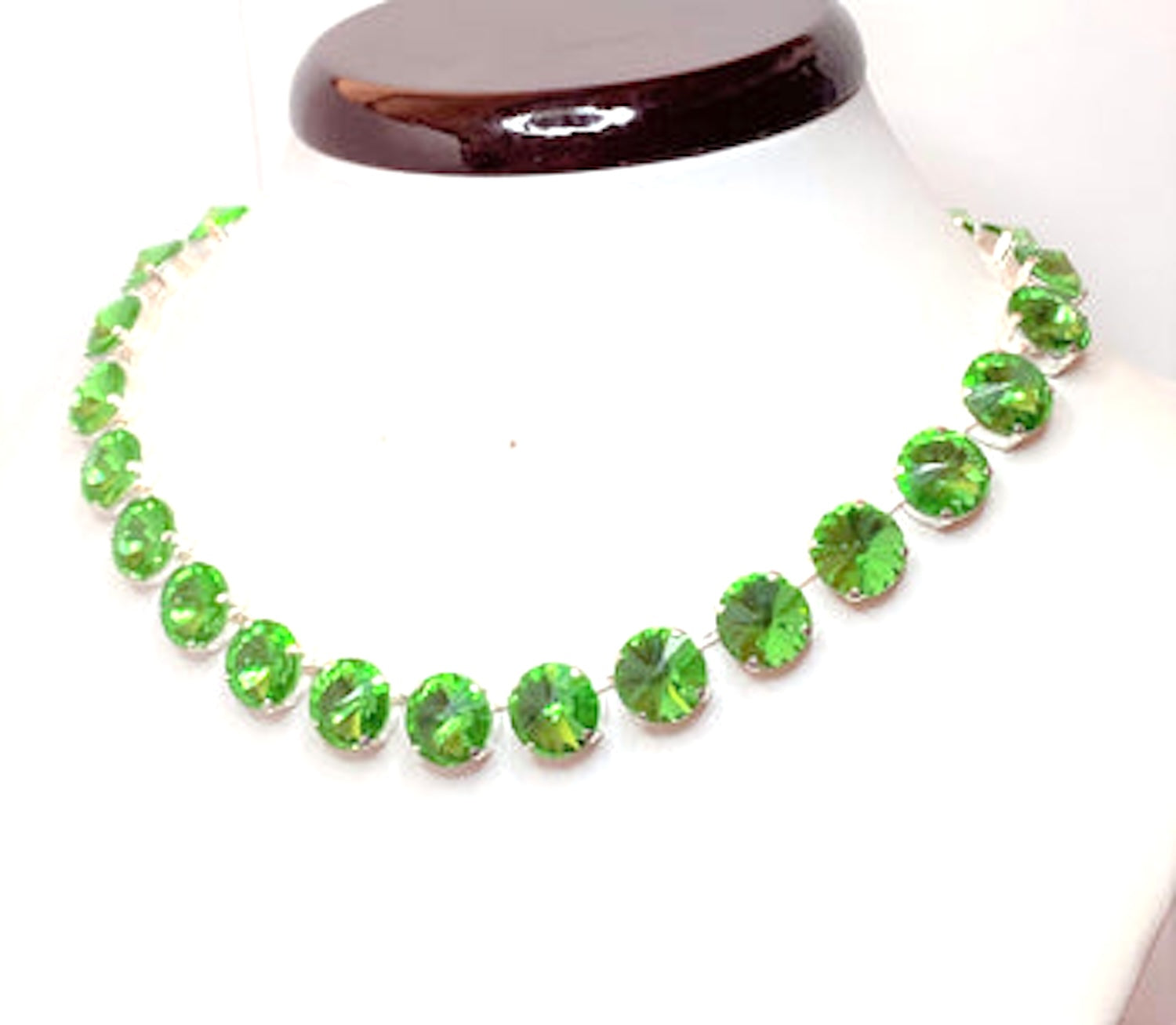 Emerald Peridot Crystal Georgian Collet Necklace | Anna Wintour Style | Green Statement  Choker | Green Riviere Necklace