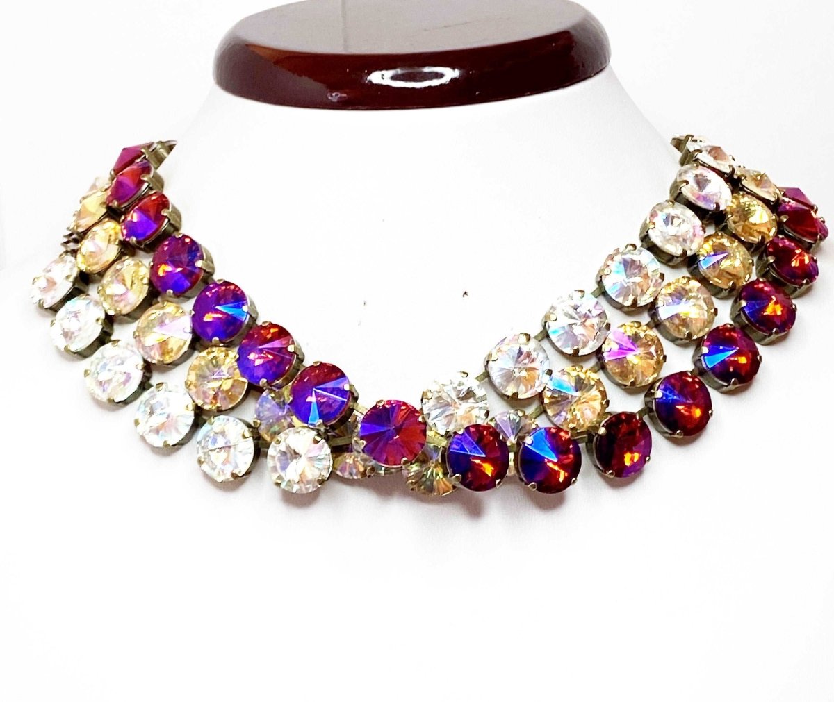 Champagne Crystal Necklace | Purple Georgian Collet | Anna Wintour Style